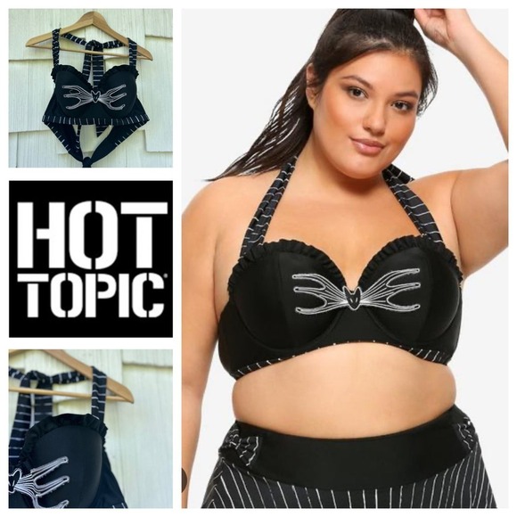 The Nightmare Before Christmas Jack Skellington Halter Swim Top Plus Size 0 - Picture 1 of 8